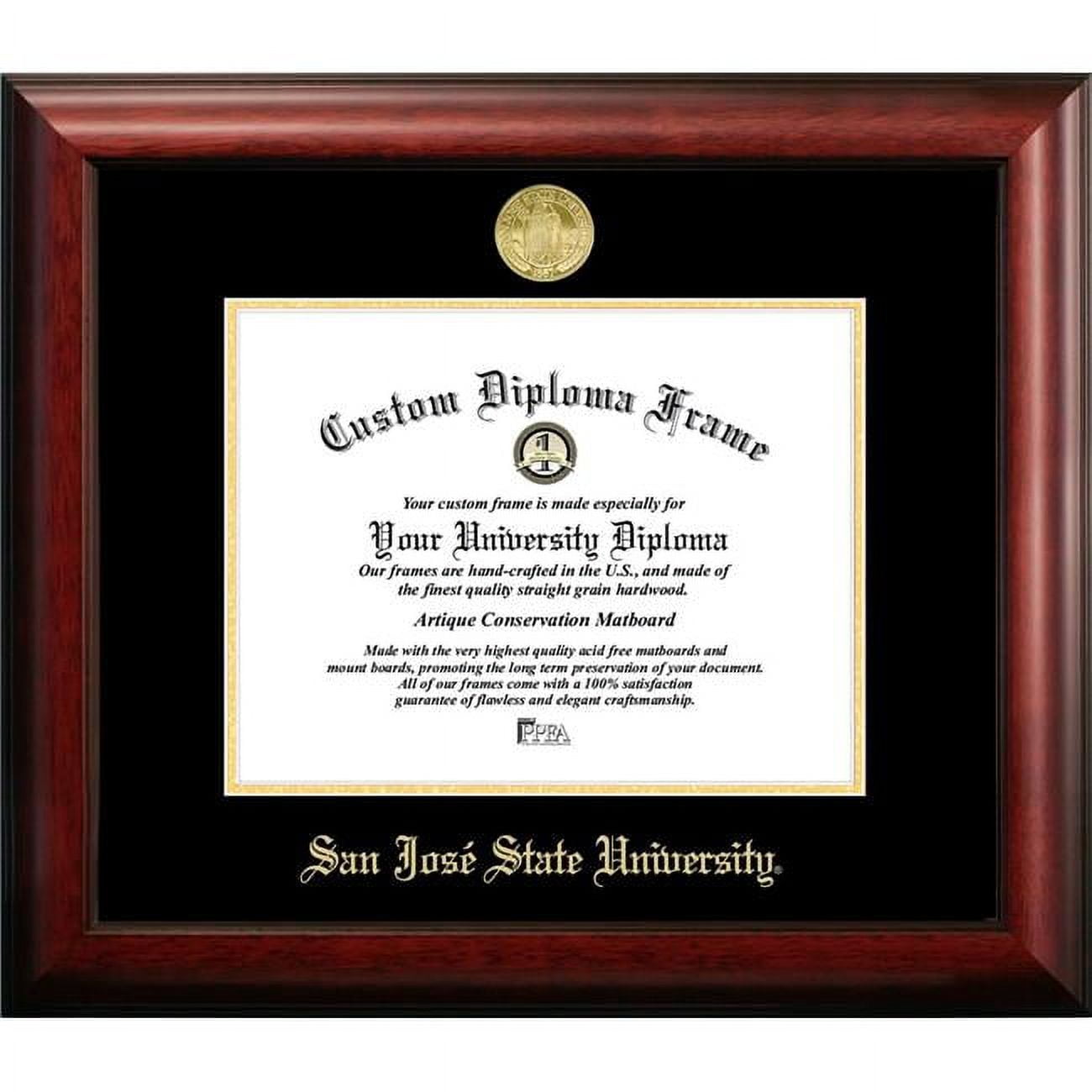 11 x 8.5 in. San Jose State University Gold Embossed Diploma Frame - Satin Mahogany