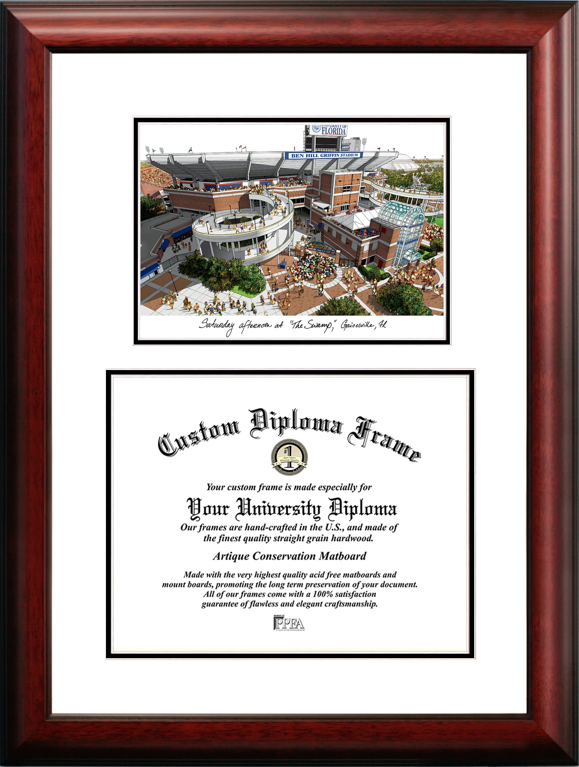 Picture of Campus Images FL994V-16115 16 x 11.5 in. University of Florida the Swamp Scholar Diploma Frame - Satin Mahogany