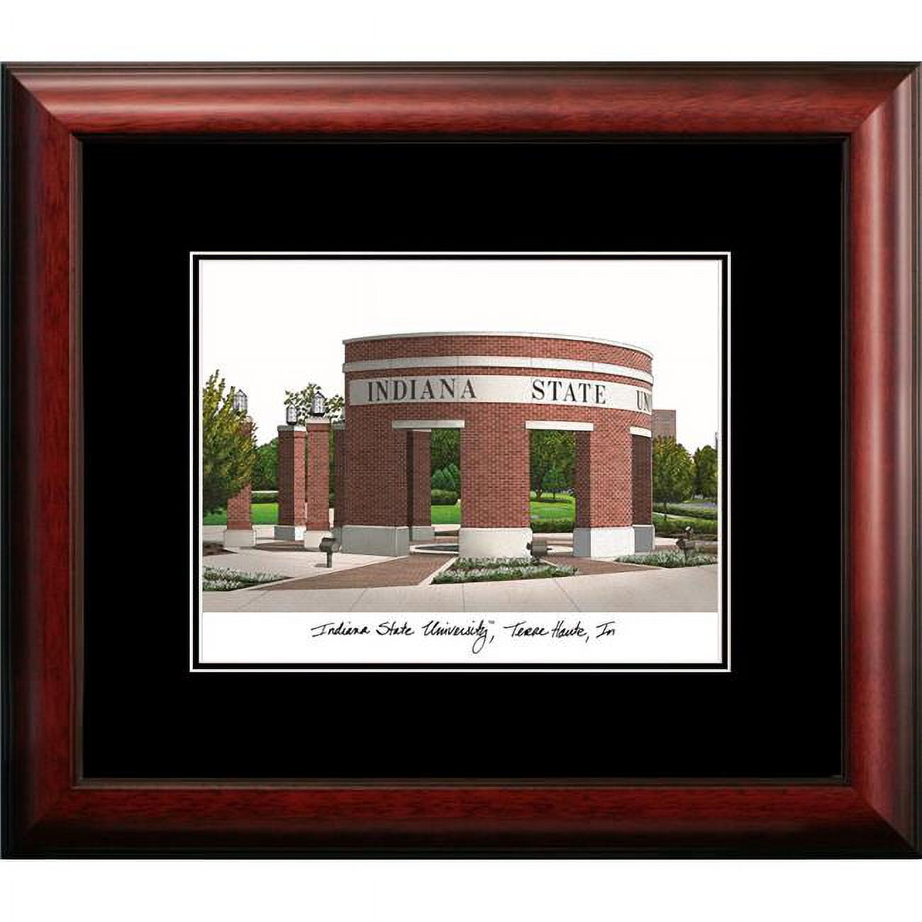IN986A 18 x 14 in. Indiana State Academic Framed Lithograph - Satin Mahogany