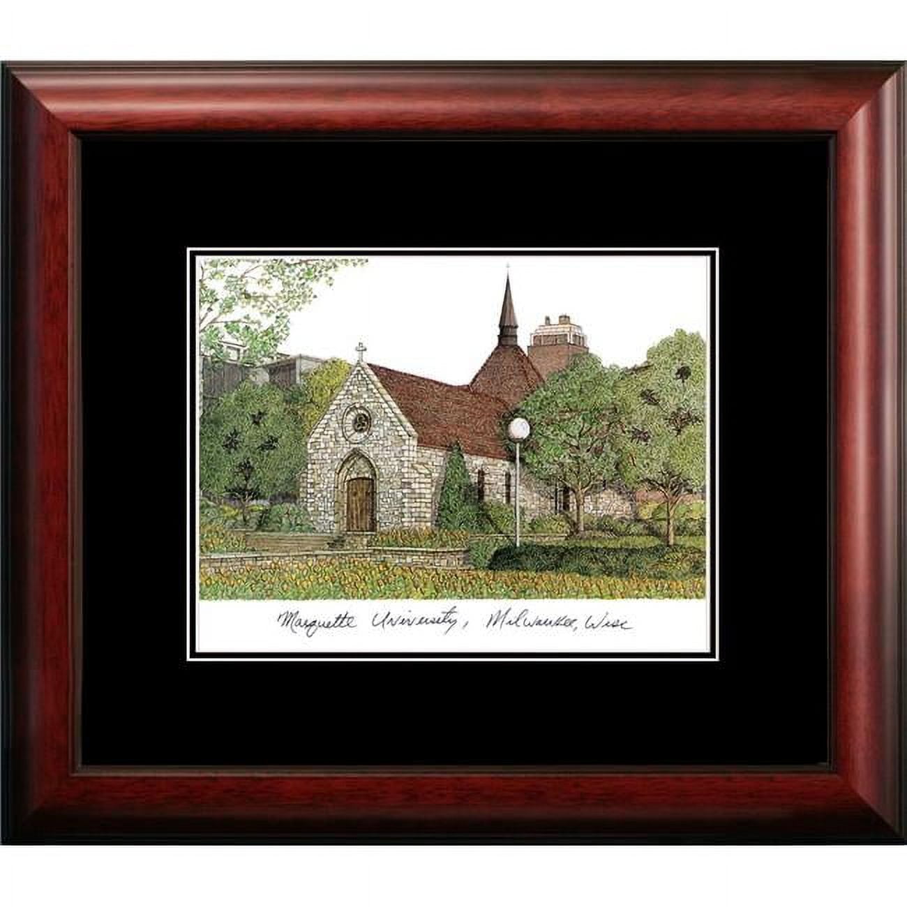 WI999A 14 x 18 in. Marquette University Academic Satin Mahogany Framed Lithograph