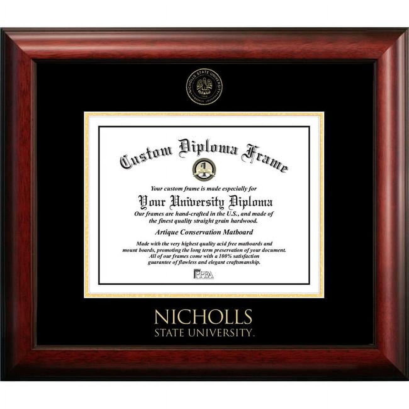 8.5 x 11 in. Nicholls State Gold Embossed Diploma Satin Mahogany Frame