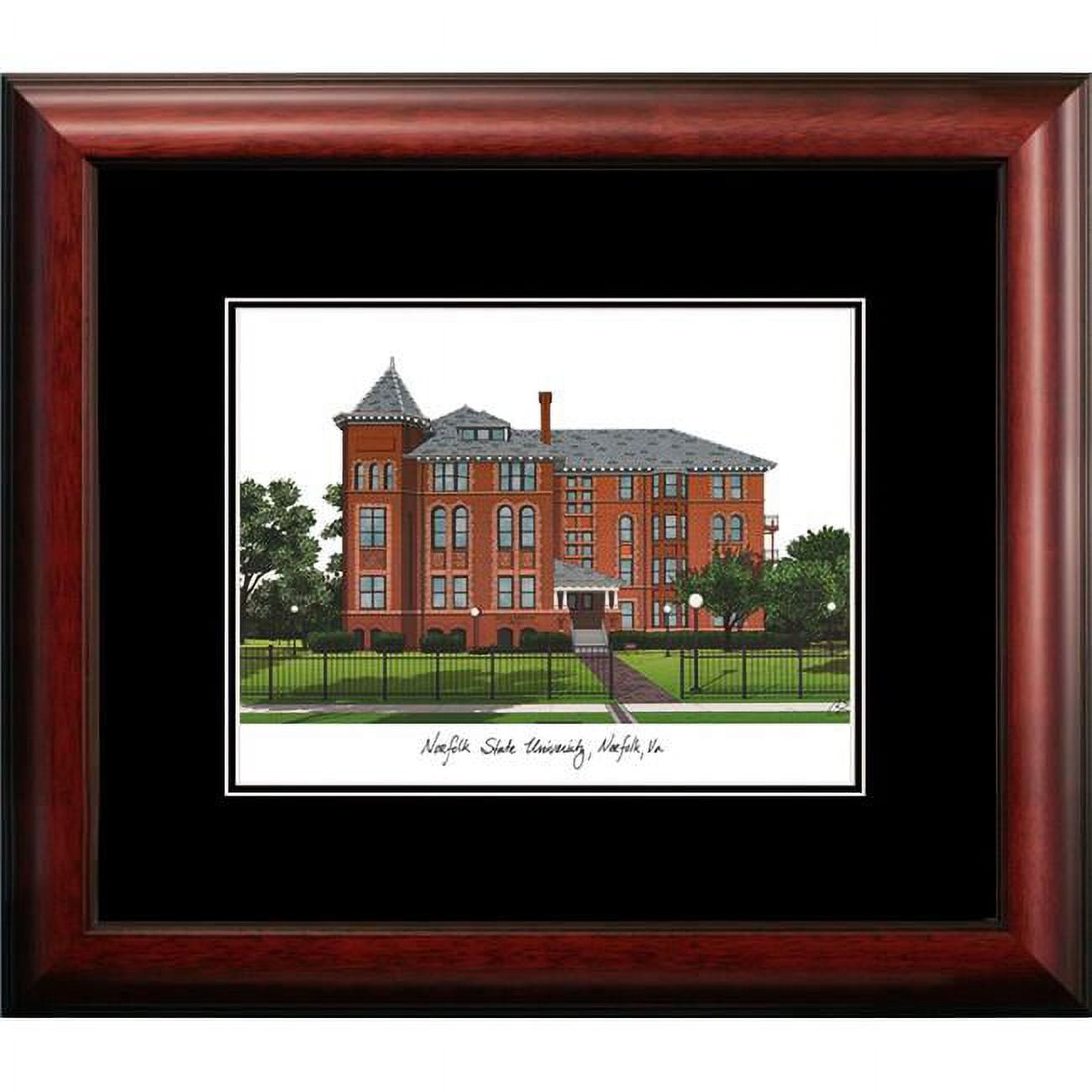 VA992A 14 x 18 in. Norfolk State University Academic Satin Mahogany Framed Lithograph