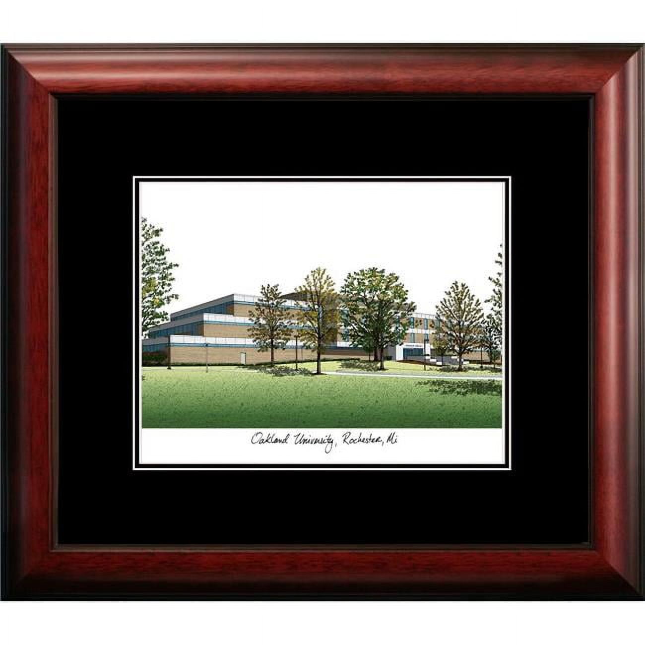 MI984A 14 x 18 in. Oakland University Academic Satin Mahogany Framed Lithograph