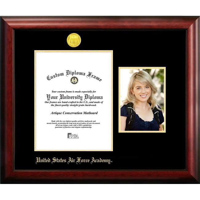 Picture of Campus Images CO994PGED-8511 11 x 8.5 in. United States Air Force Academy Gold Embossed Diploma Satin Mahogany Frame with 5 x 7 in. Portrait