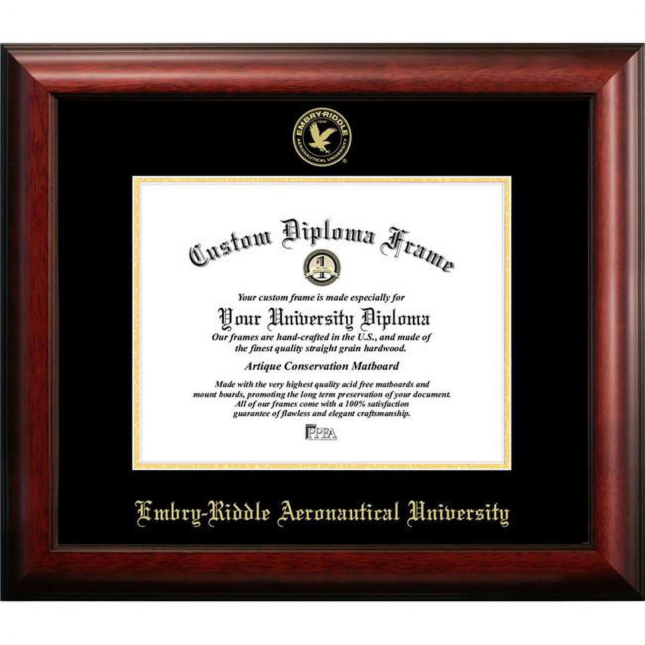 8.5 x 11 in. Embry-Riddle Eagles Gold Embossed Diploma Satin Mahogany Frame