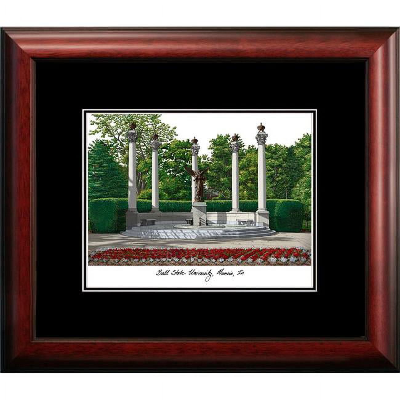 IN985A 14 x 18 in. Ball State University Academic Satin Mahogany Framed Lithograph