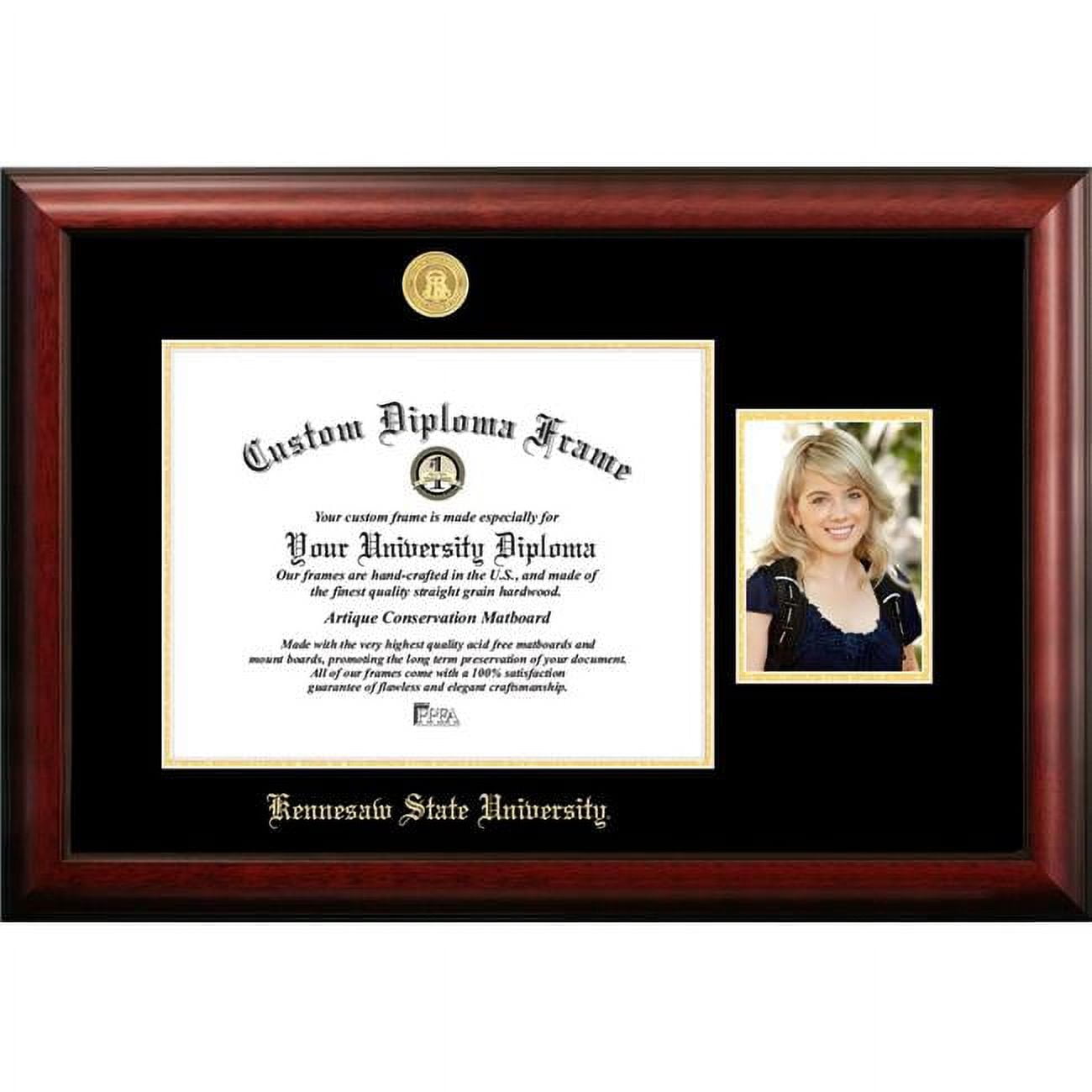Picture of Campus Images GA986PGED-1411 11 x 14 in. Kennesaw State University Gold Embossed Diploma Satin Mahogany Frame with 5 x 7 in. Portrait
