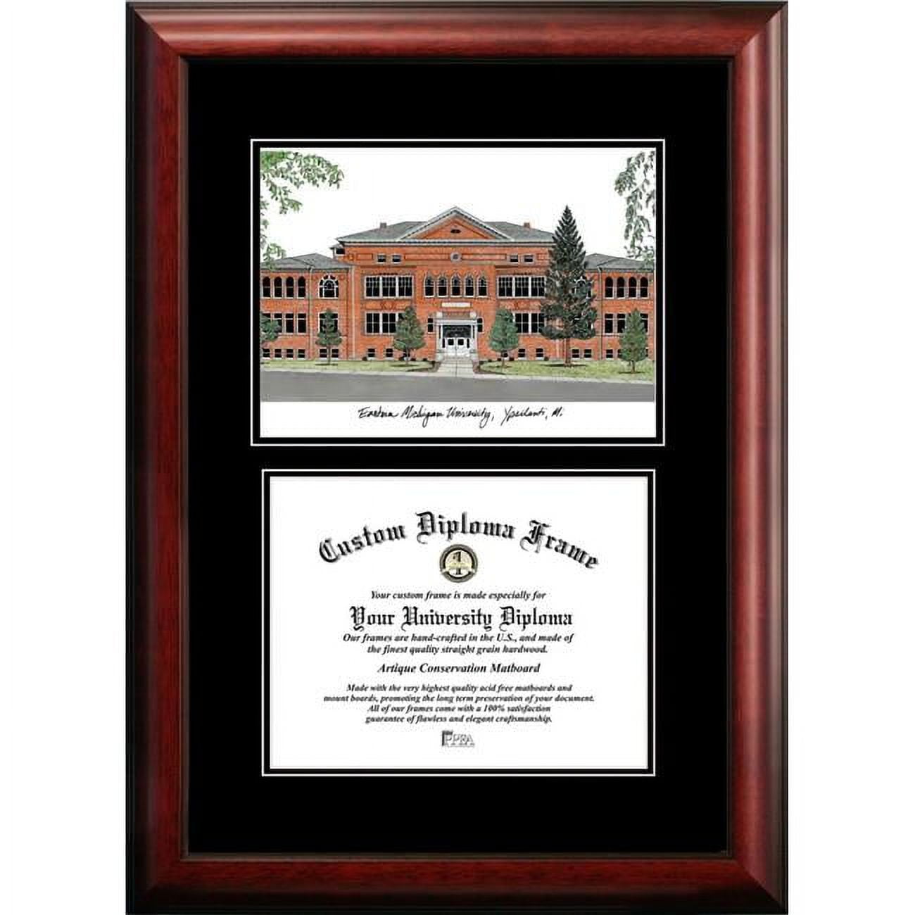 MI995D-108 8 x 10 in. Eastern Michigan Diplomate Diploma Satin Mahogany Frame