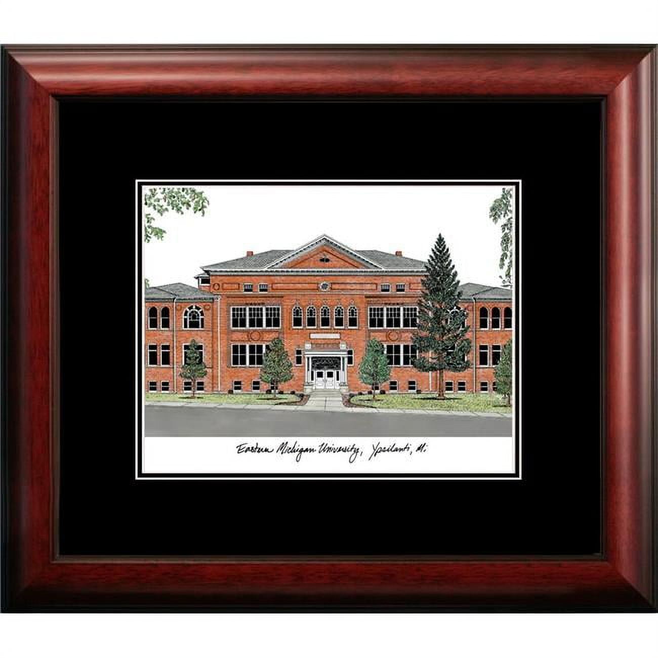 MI995A 14 x 18 in. Eastern Michigan Academic Satin Mahogany Framed Lithograph