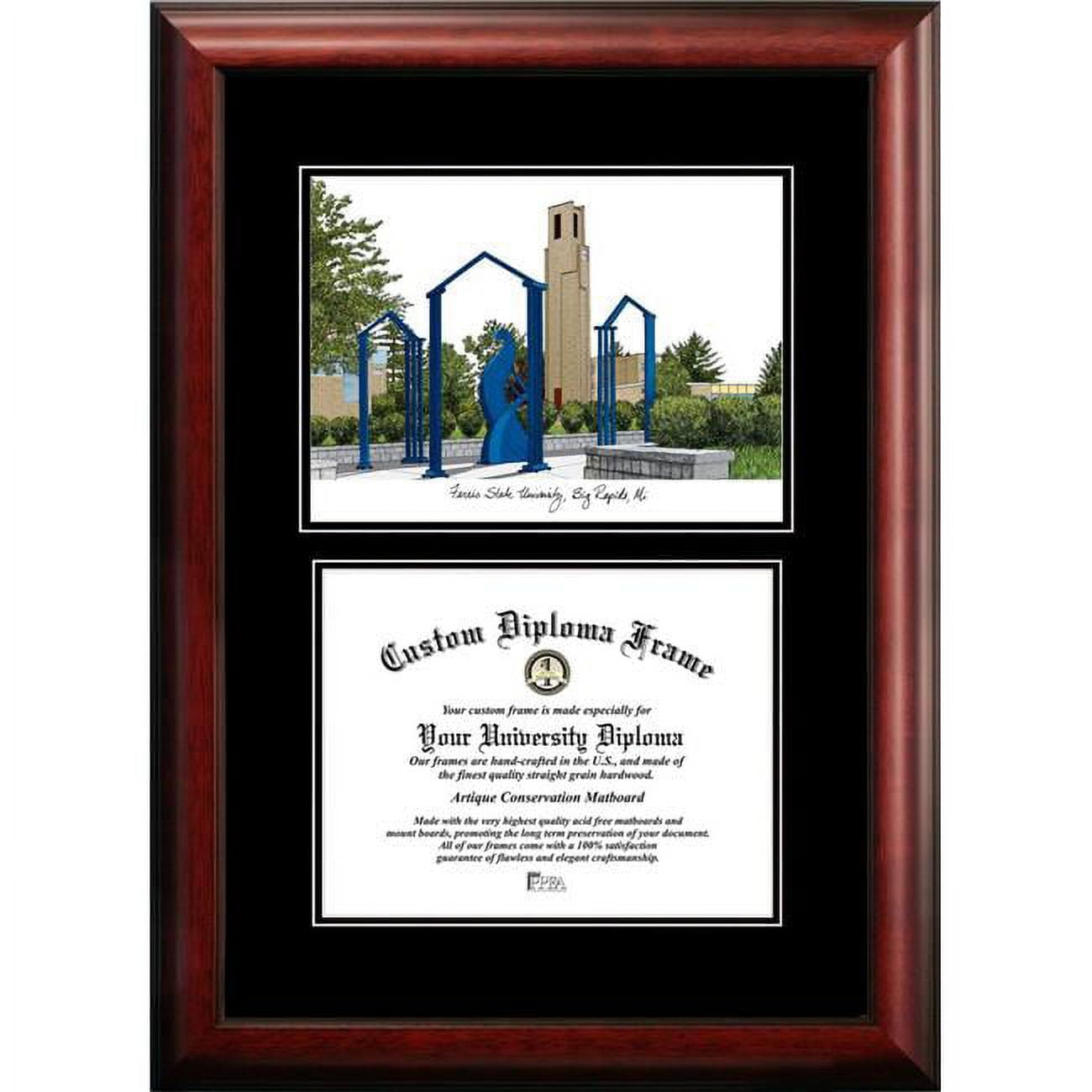 MI979D-1185 8.5 x 11 in. Ferris State Diplomate Diploma Satin Mahogany Frame