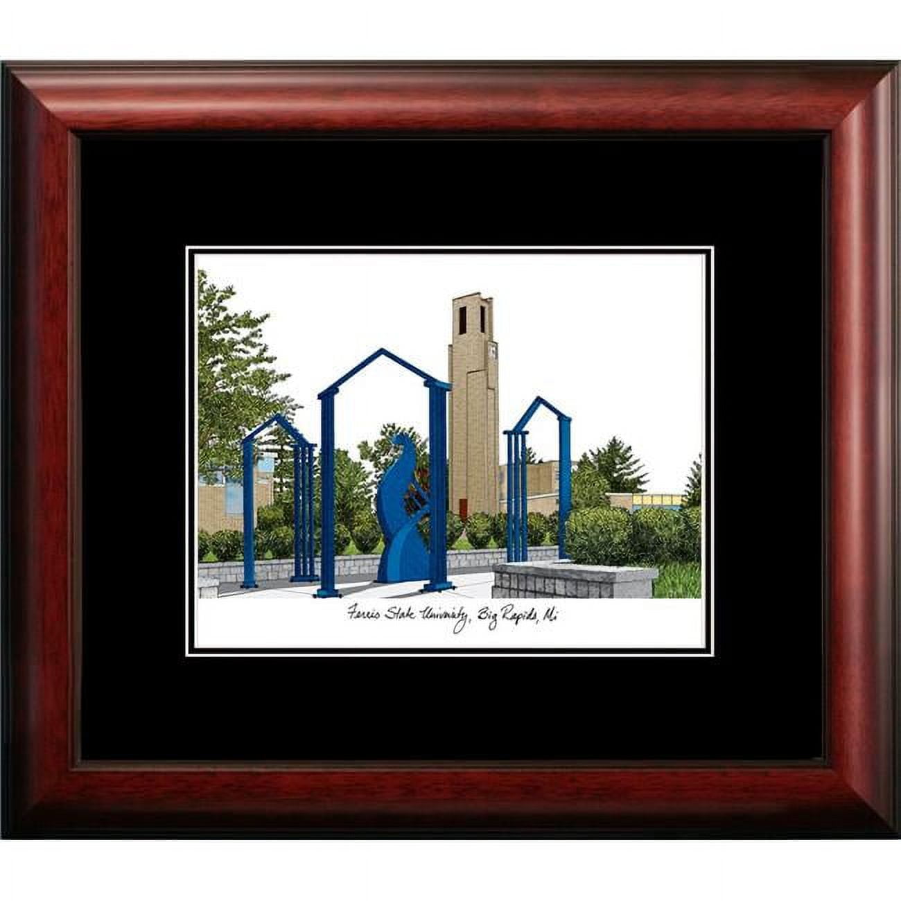 MI979A 14 x 18 in. Ferris State Academic Satin Mahogany Framed Lithograph