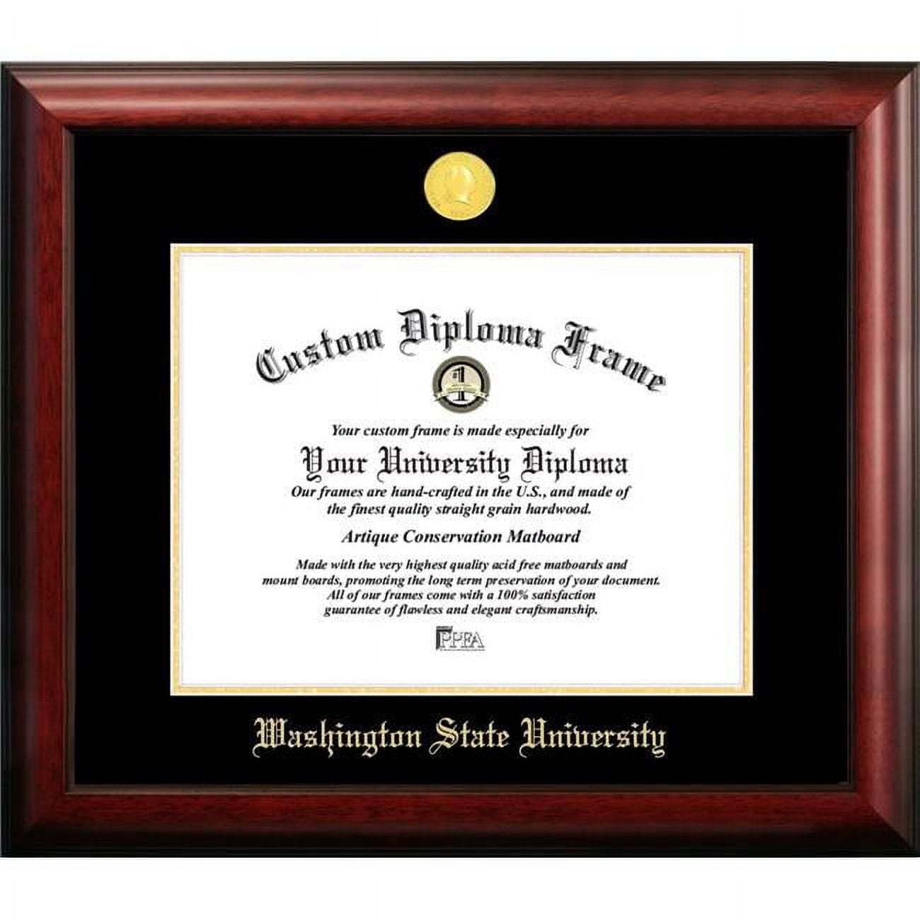 11 x 14 in. Washington State University Gold Embossed Diploma Satin Mahogany Frame