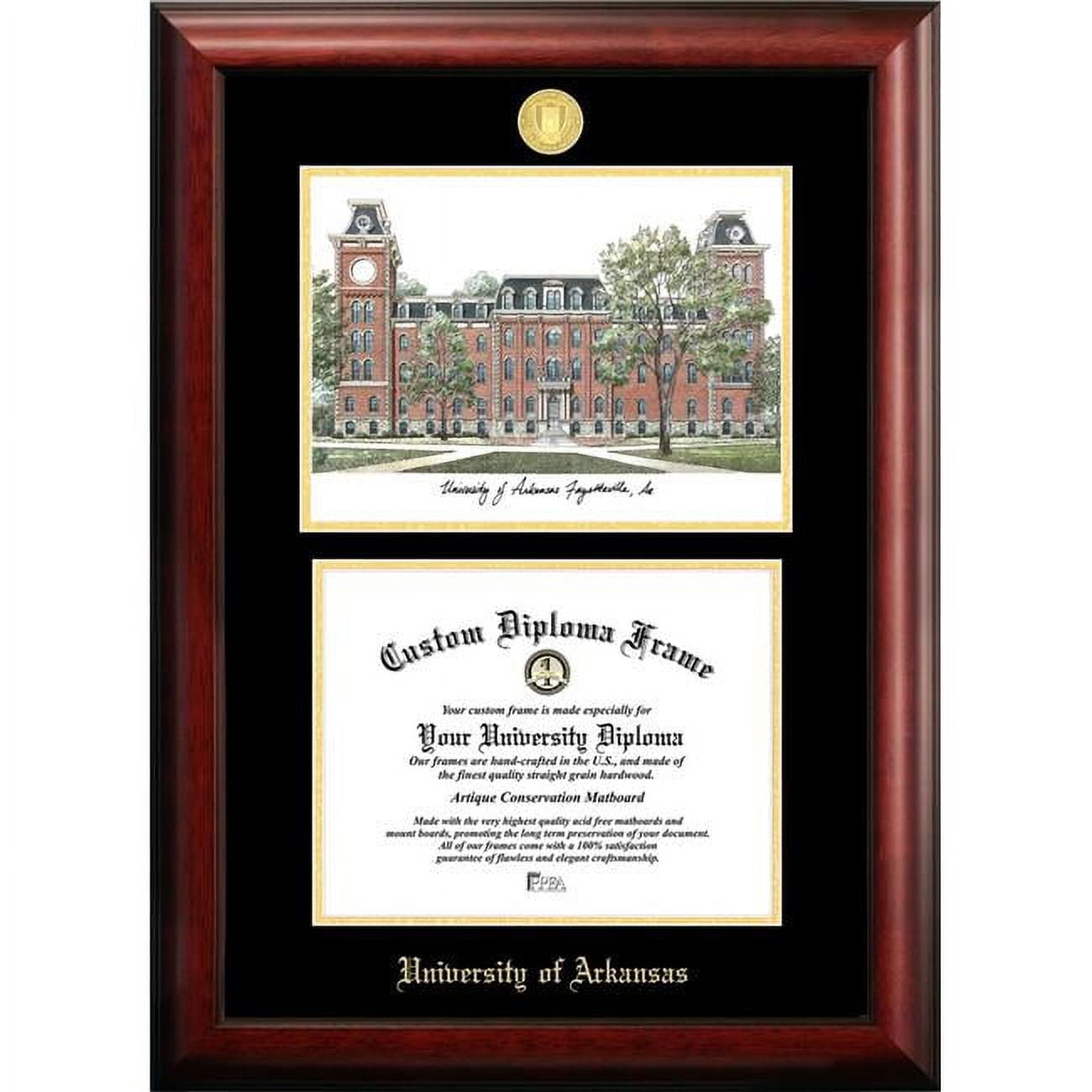 Picture of Campus Images AR999LGED-1185 8.5 x 11 in. University of Arkansas Gold Embossed Diploma Satin Mahogany Frame with Lithograph