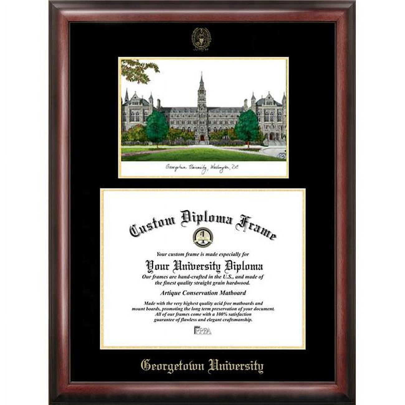 14 x 17 in. Georgetown University Gold Embossed Diploma Satin Mahogany Frame with Lithograph