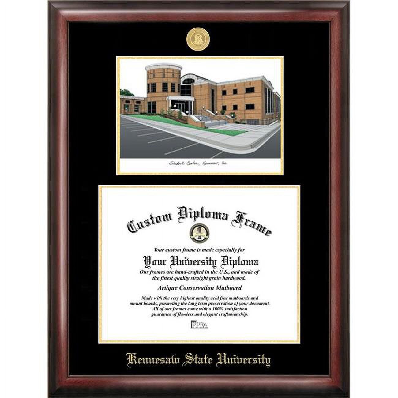 Picture of Campus Images GA986LGED-1411 11 x 14 in. Kennesaw State University Gold Embossed Diploma Satin Mahogany Frame with Lithograph
