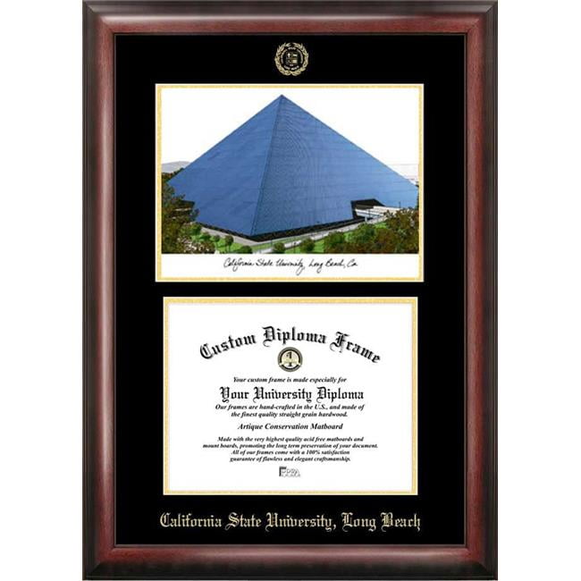 Picture of Campus Images CA923LGED-1185 8.5 x 11 in. Cal State Long Beach Gold Embossed Diploma Satin Mahogany Frame with Lithograph