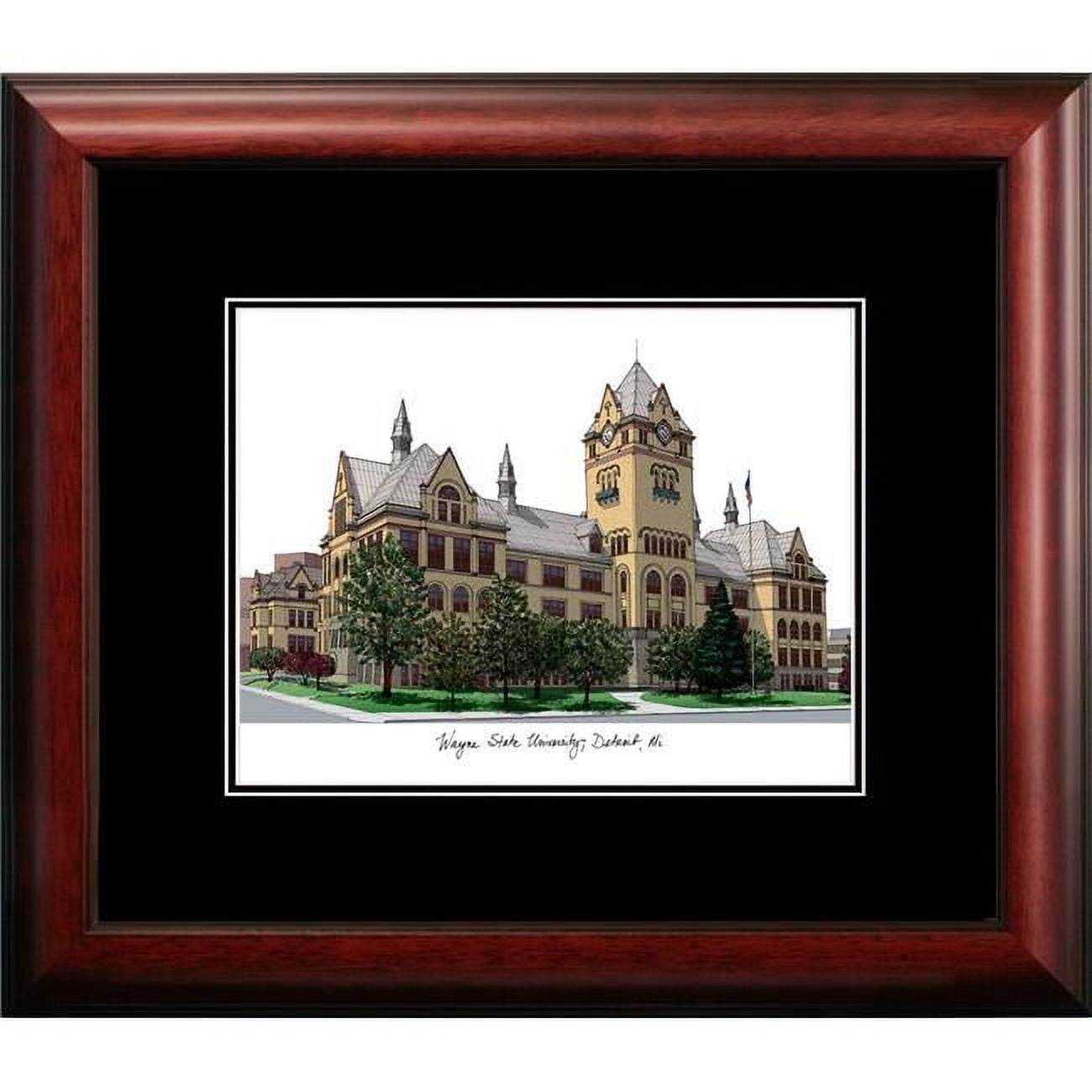 MI983A 14 x 18 in. Wayne State University Academic Satin Mahogany Framed Lithograph