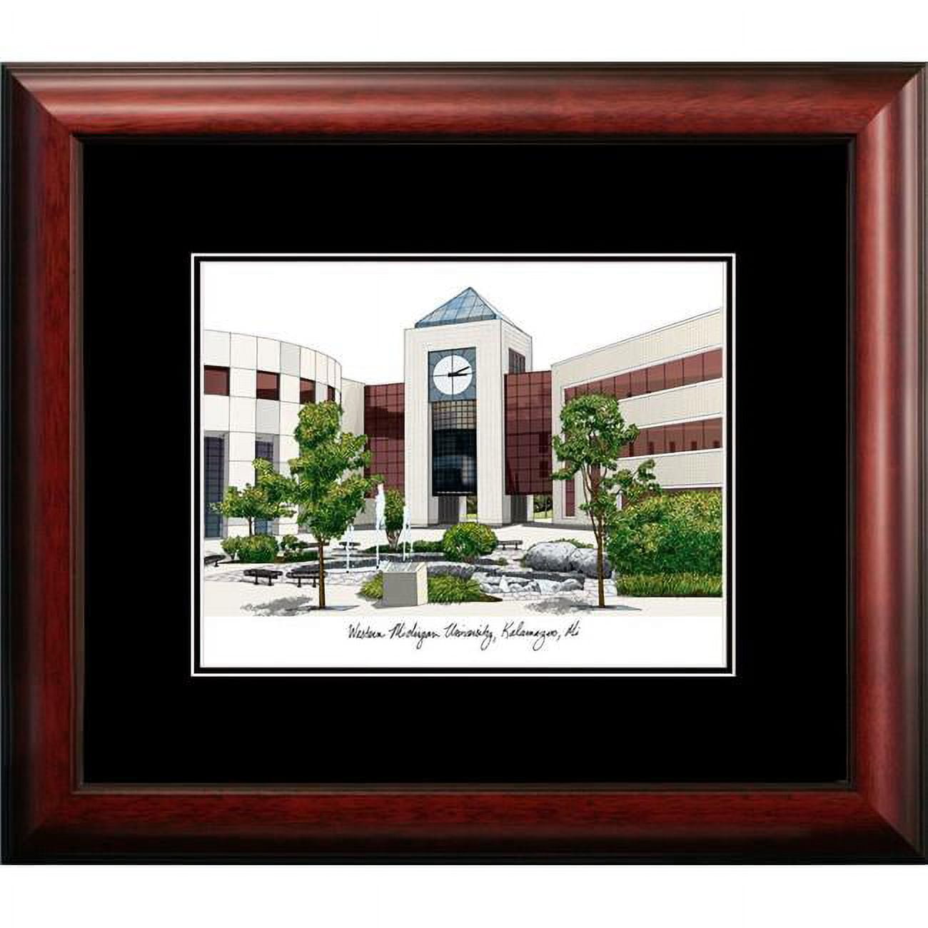 MI981A 18 x 14 in. Western Michigan University Academic Framed Lithograph - Satin Mahogany