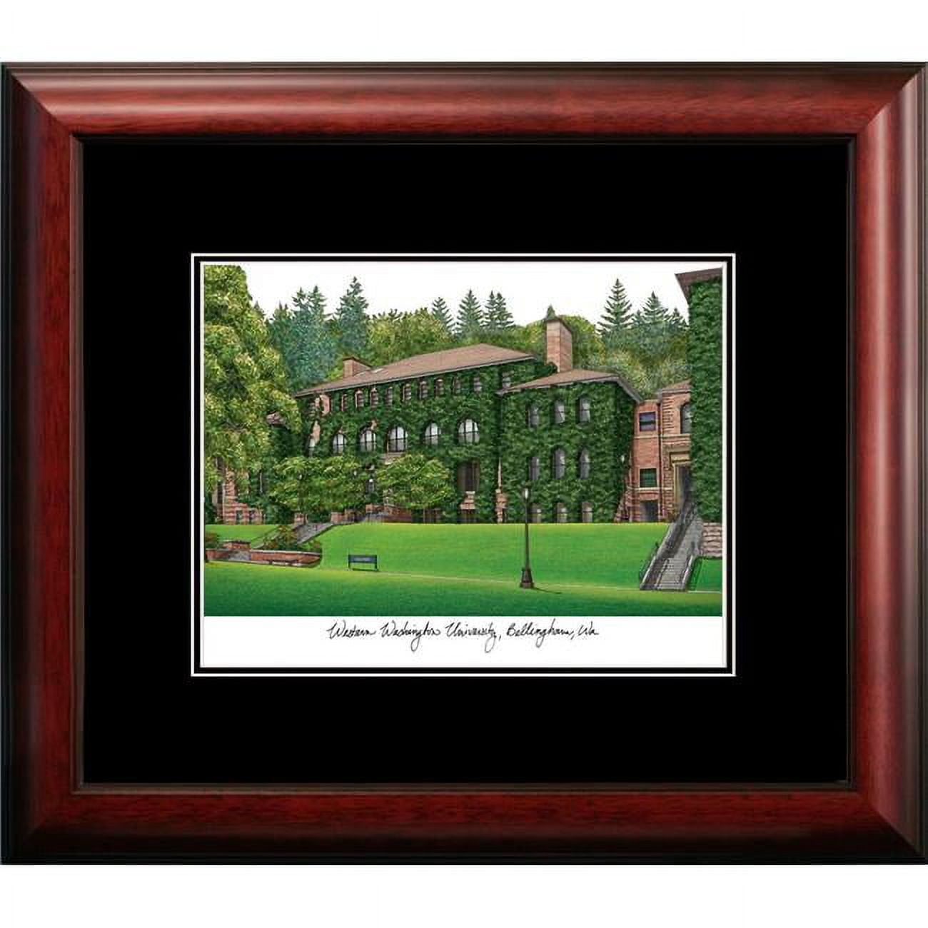 WA997A 18 x 14 in. Western Washington University Academic Framed Lithograph - Satin Mahogany