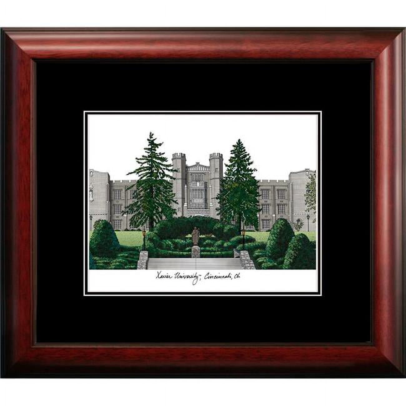 OH990A 18 x 14 in. Xavier University Academic Framed Lithograph - Satin Mahogany