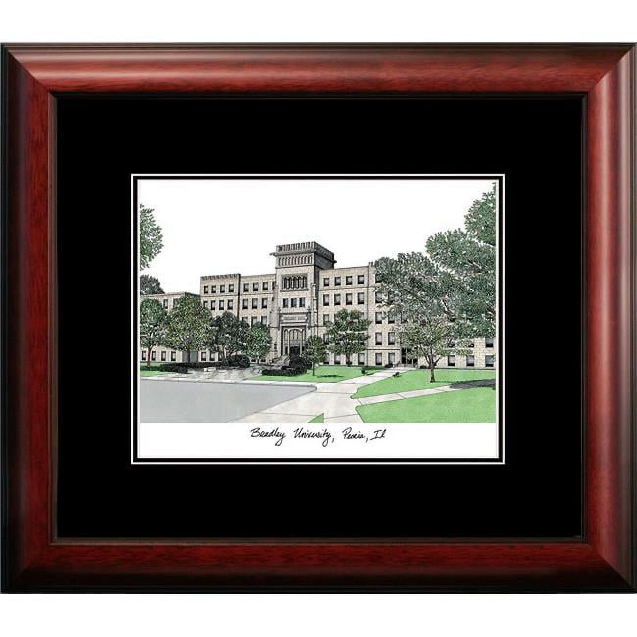 IL999A 18 x 14 in. Bradley University Academic Framed Lithograph - Satin Mahogany