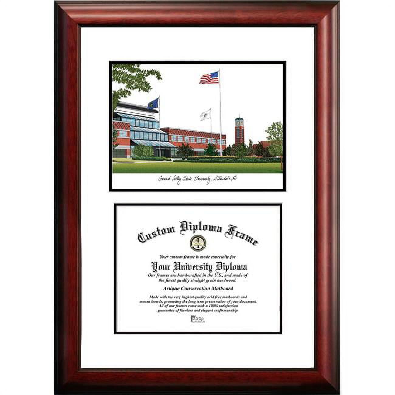 MI980V-108 10 x 8 in. Grand Valley State University Scholar Framed Lithograph - Satin Mahogany