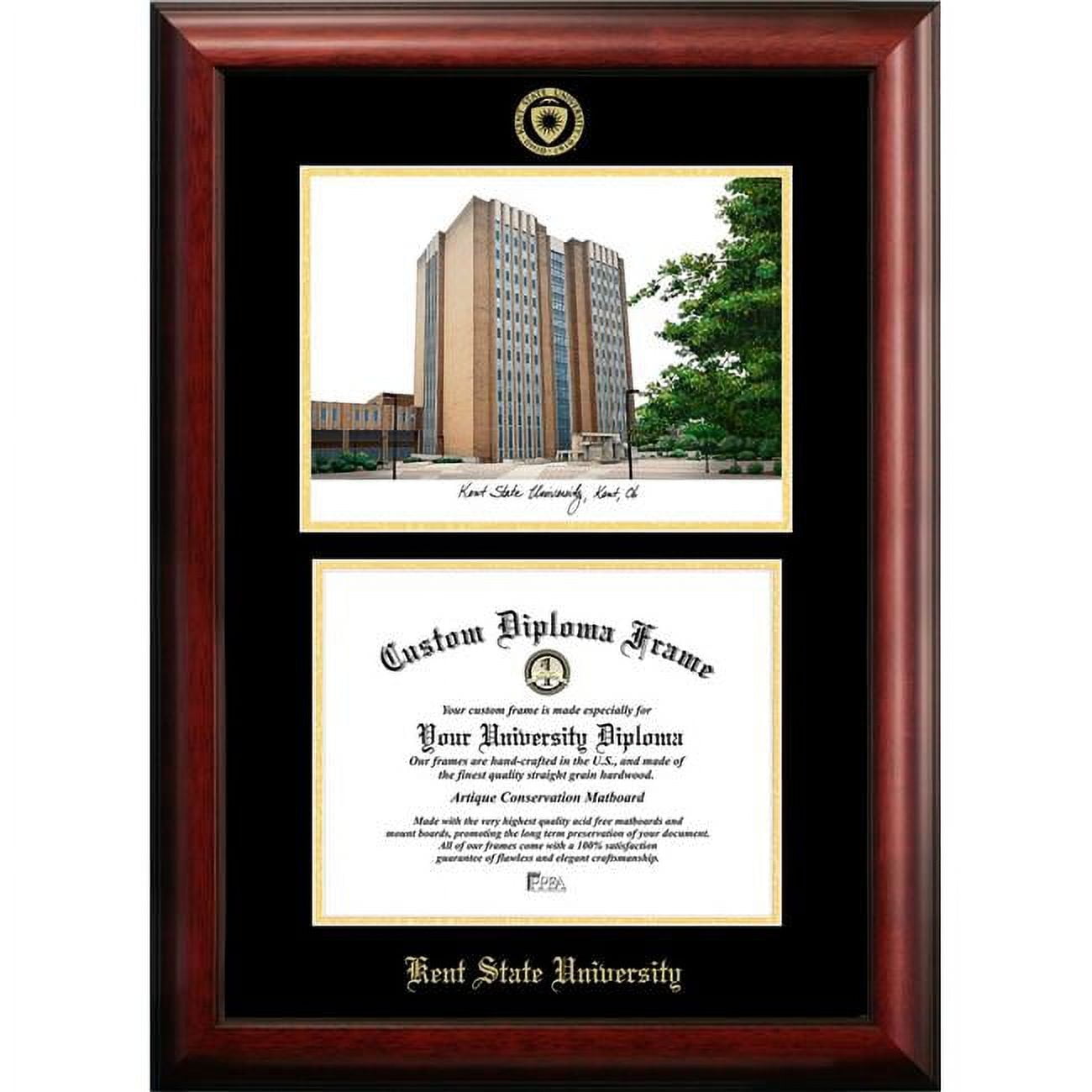 OH989LGED-1185 11 x 8.5 in. Kent State University Gold Embossed Diploma Frame with Lithograph - Satin Mahogany