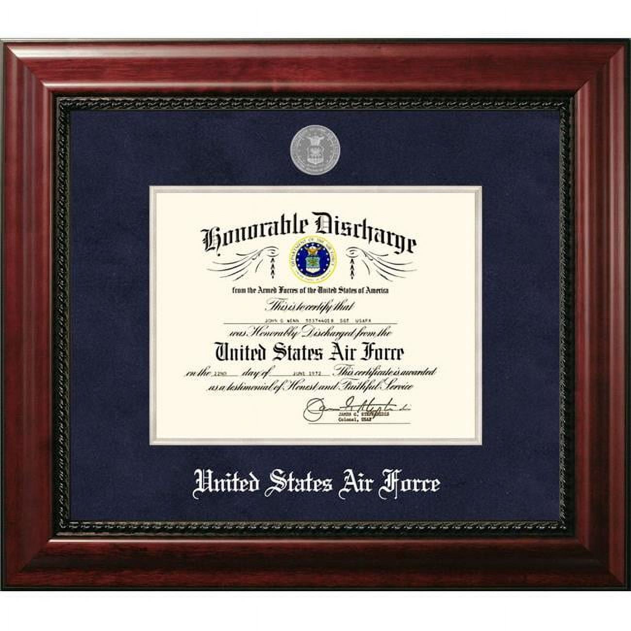 AFDEX002 8.5 x 11 in. Patriot Frames Air Force Discharge Executive Mahogany Frame with Silver Medallion