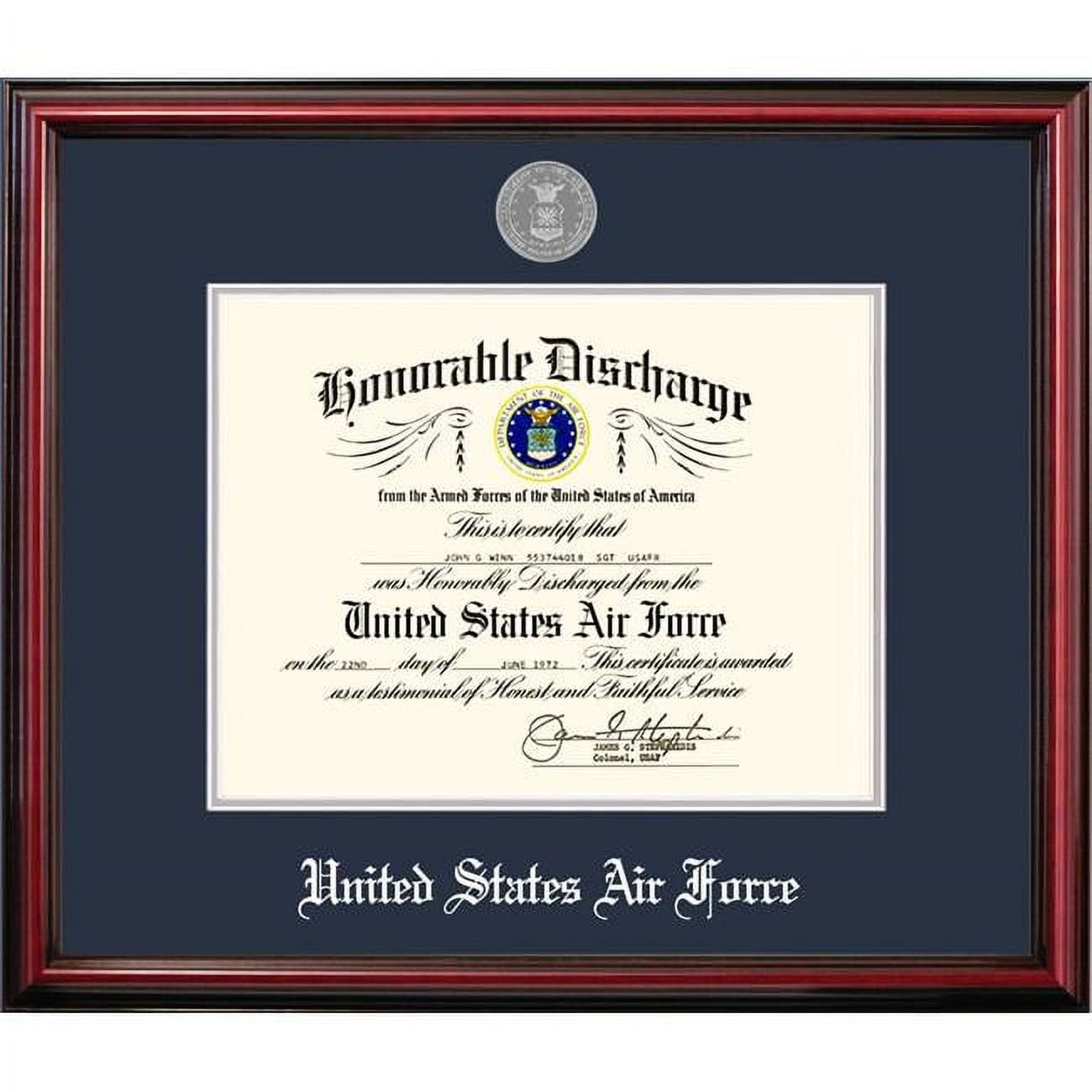 Picture of Campus Images AFDPT002 8.5 x 11 in. Patriot Frames Air Force Discharge Petite Cherry Frame with Silver Medallion