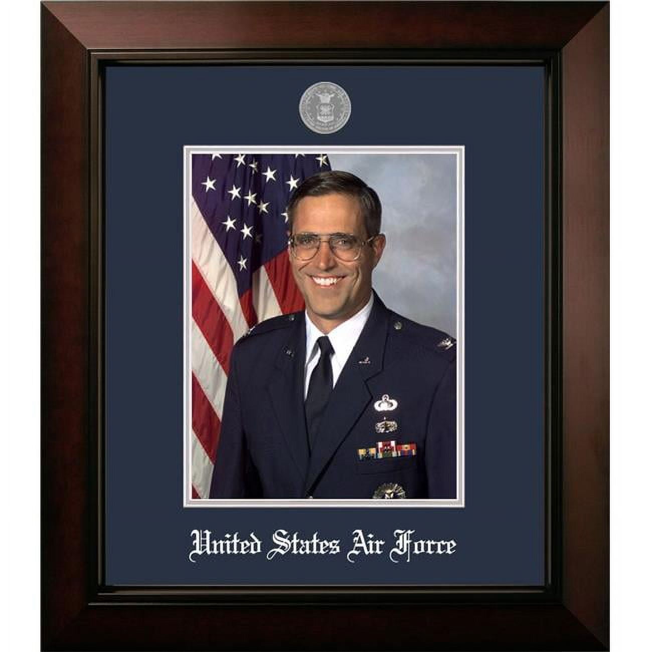 8 x 10 in. Patriot Frames Air Force Portrait Legacy Black Cherry Frame with Silver Medallion