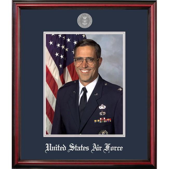 8 x 10 in. Patriot Frames Air Force Portrait Petite Cherry Frame with Silver Medallion