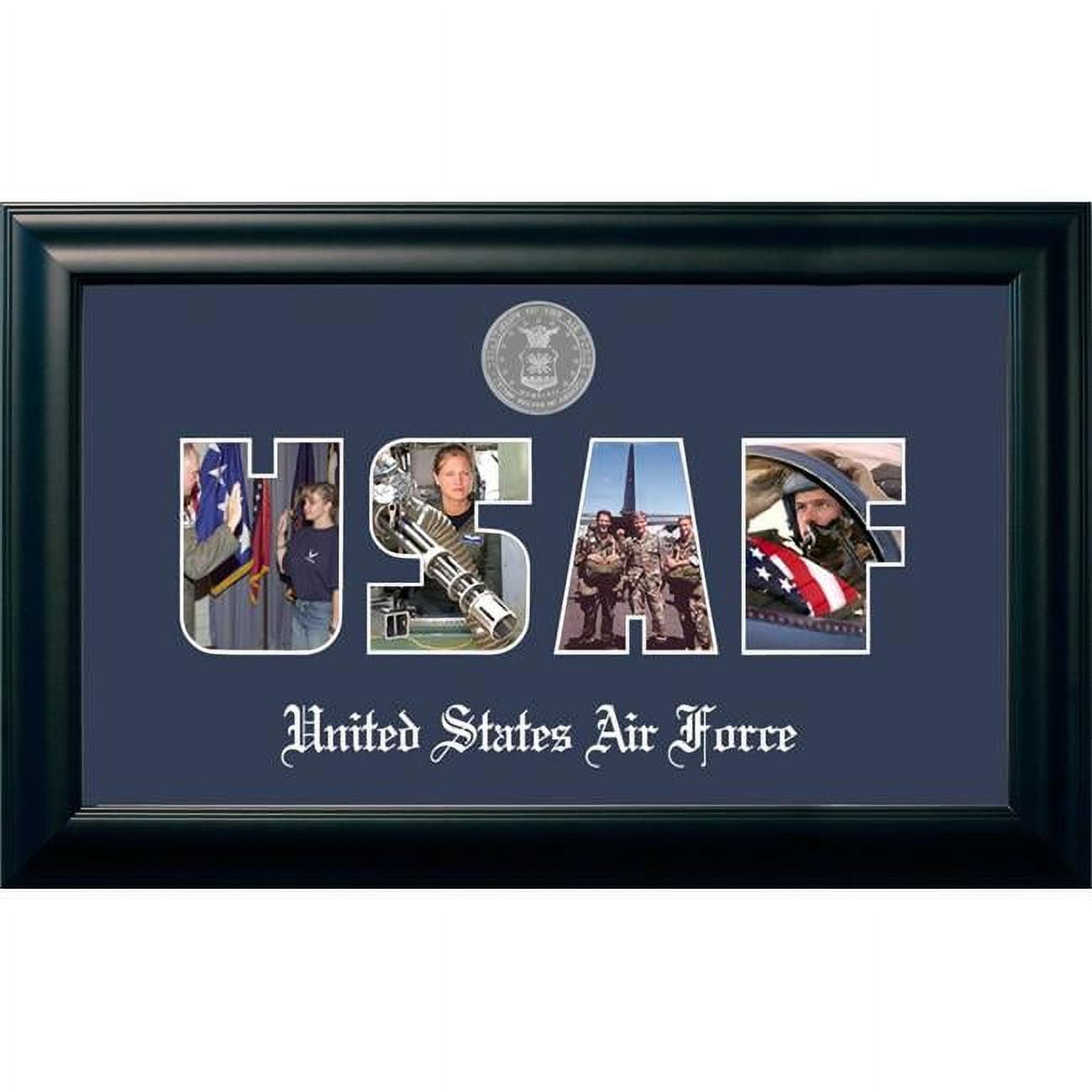 AFSS002S 8 x 20 in. Patriot Frames Air Force Collage Satin Black Photo Frame with Silver Medallion