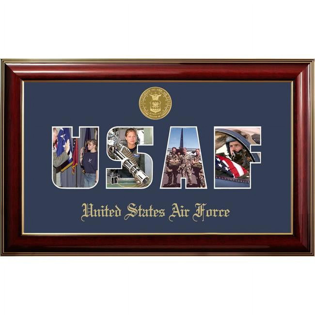 AFSSCL001S 8 x 20 in. Patriot Frames Air Force Collage Mahogany Photo Classic Frame with Gold Medallion