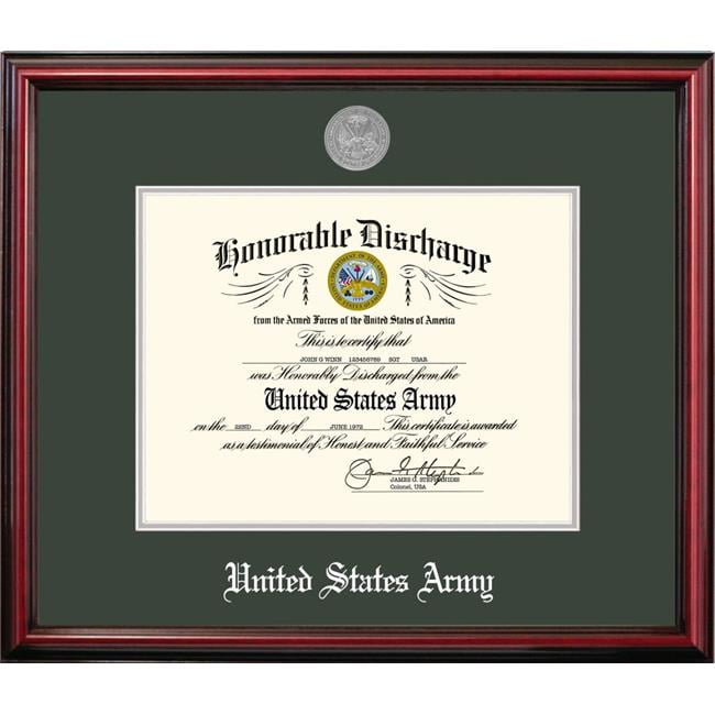 ARDPT002 8.5 x 11 in. Patriot Frames Army Discharge Petite Cherry Frame with Silver Medallion