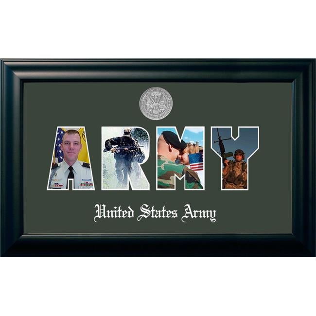 Picture of Campus Images ARSS002S Patriot Frames Army Collage Satin Black Photo Frame with Silver Medallion
