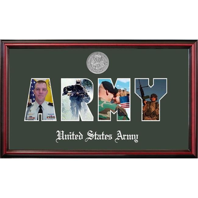 Picture of Campus Images ARSSPT002S Patriot Frames Army Collage Photo Petite Cherry Frame with Silver Medallion