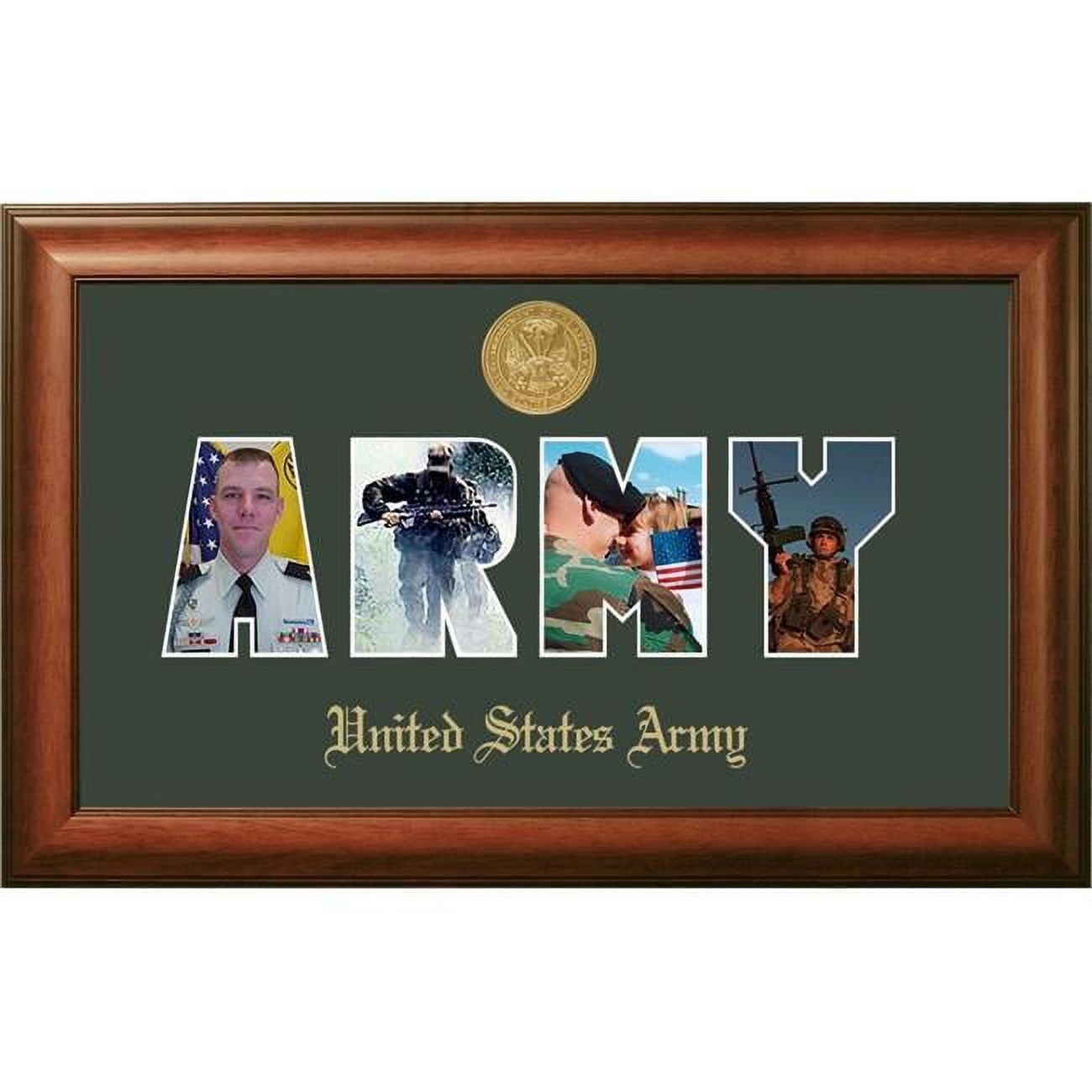 ARSSW002S Patriot Frames Army Collage Photo Satin Walnut Frame with Gold Medallion