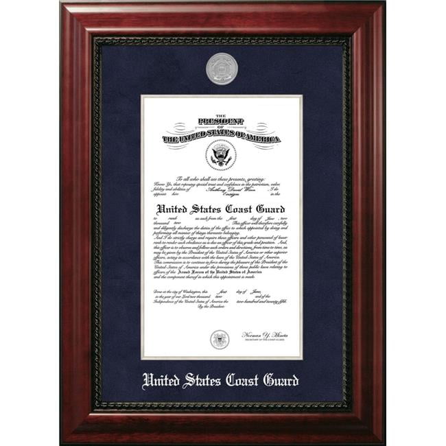 Picture of Campus Images CGCEX002 10 x 14 in. Patriot Frames Coast Guard Certificate Executive Mahogany Frame with Silver Medallion