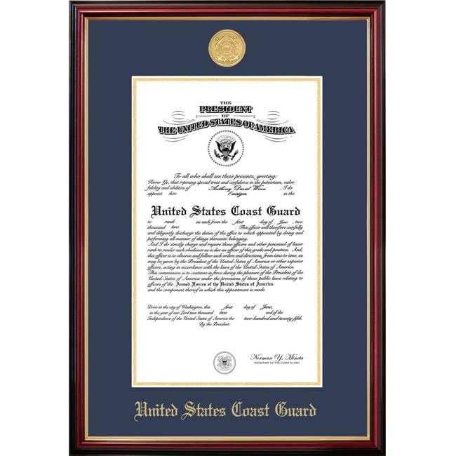 Picture of Campus Images CGCPT001 10 x 14 in. Patriot Frames Coast Guard Certificate Petite Mahogany Frame with Gold Medallion