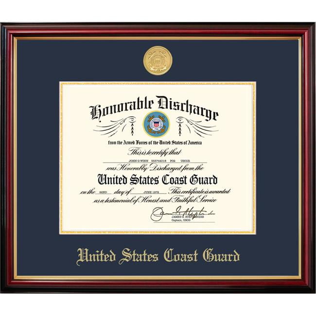 Picture of Campus Images CGDPT001 8.5 x 11 in. Patriot Frames Coast Guard Discharge Petite Mahogany Frame with Gold Medallion