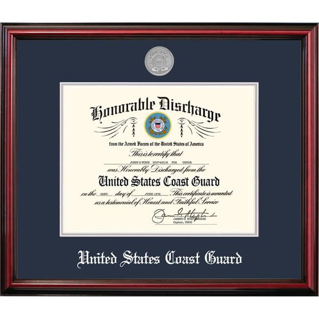 Picture of Campus Images CGDPT002 8.5 x 11 in. Patriot Frames Coast Guard Discharge Petite Cherry Frame with Silver Medallion