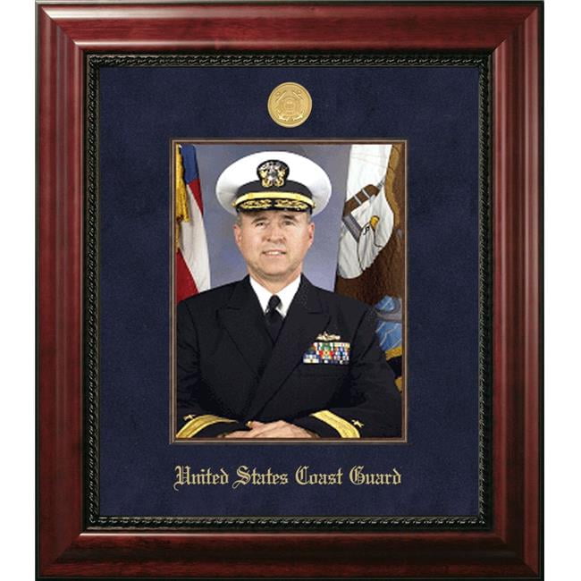 CGPEX001 8 x 10 in. Patriot Frames Coast Guard Portrait Executive Mahogany Frame with Gold Medallion