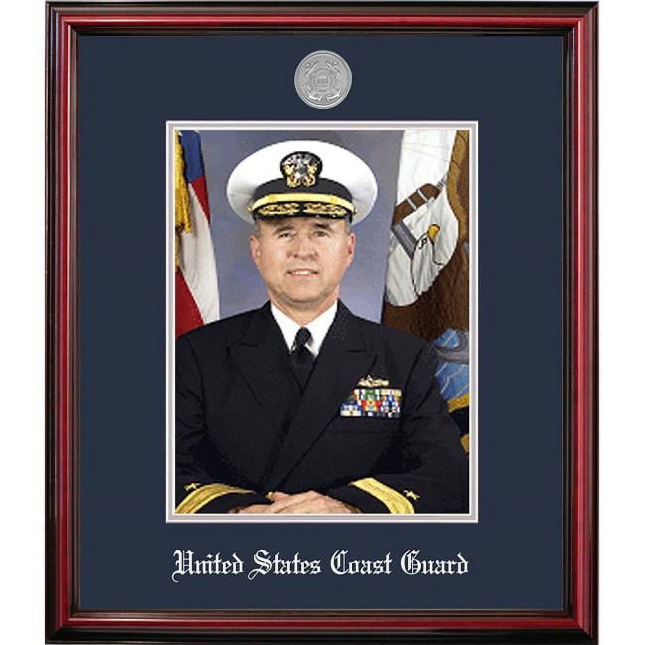 8 x 10 in. Patriot Frames Coast Guard Portrait Petite Cherry Frame with Silver Medallion