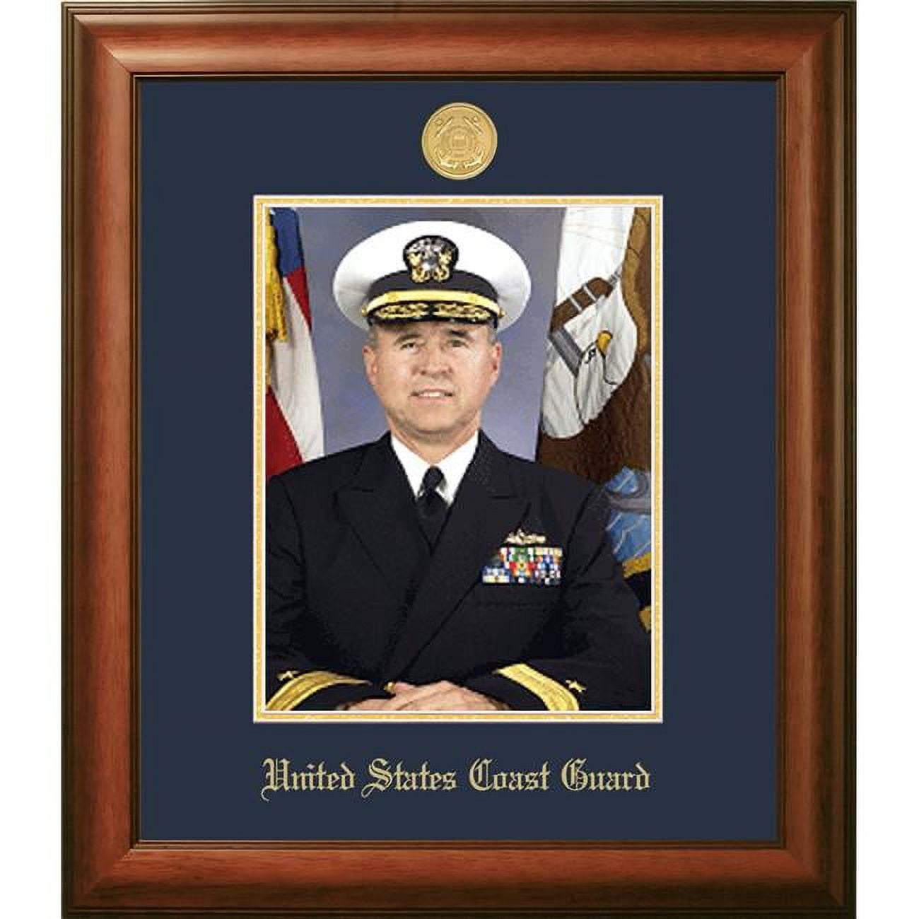 Picture of Campus Images CGPSW002 8 x 10 in. Patriot Frames Coast Guard Portrait Satin Walnut Frame with Gold Medallion