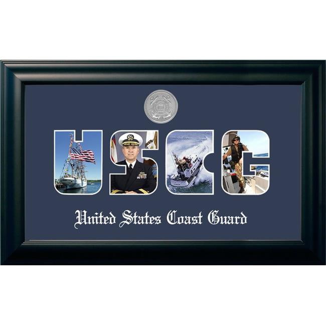 CGSS002S Patriot Frames Coast Guard Collage Satin Black Photo Frame with Silver Medallion