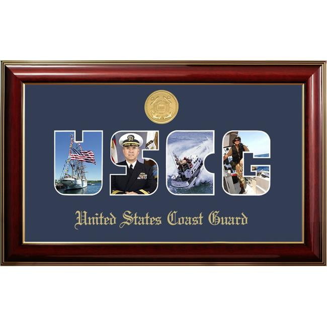 CGSSCL001S Patriot Frames Coast Guard Collage Photo Classic Mahogany Frame with Gold Medallion
