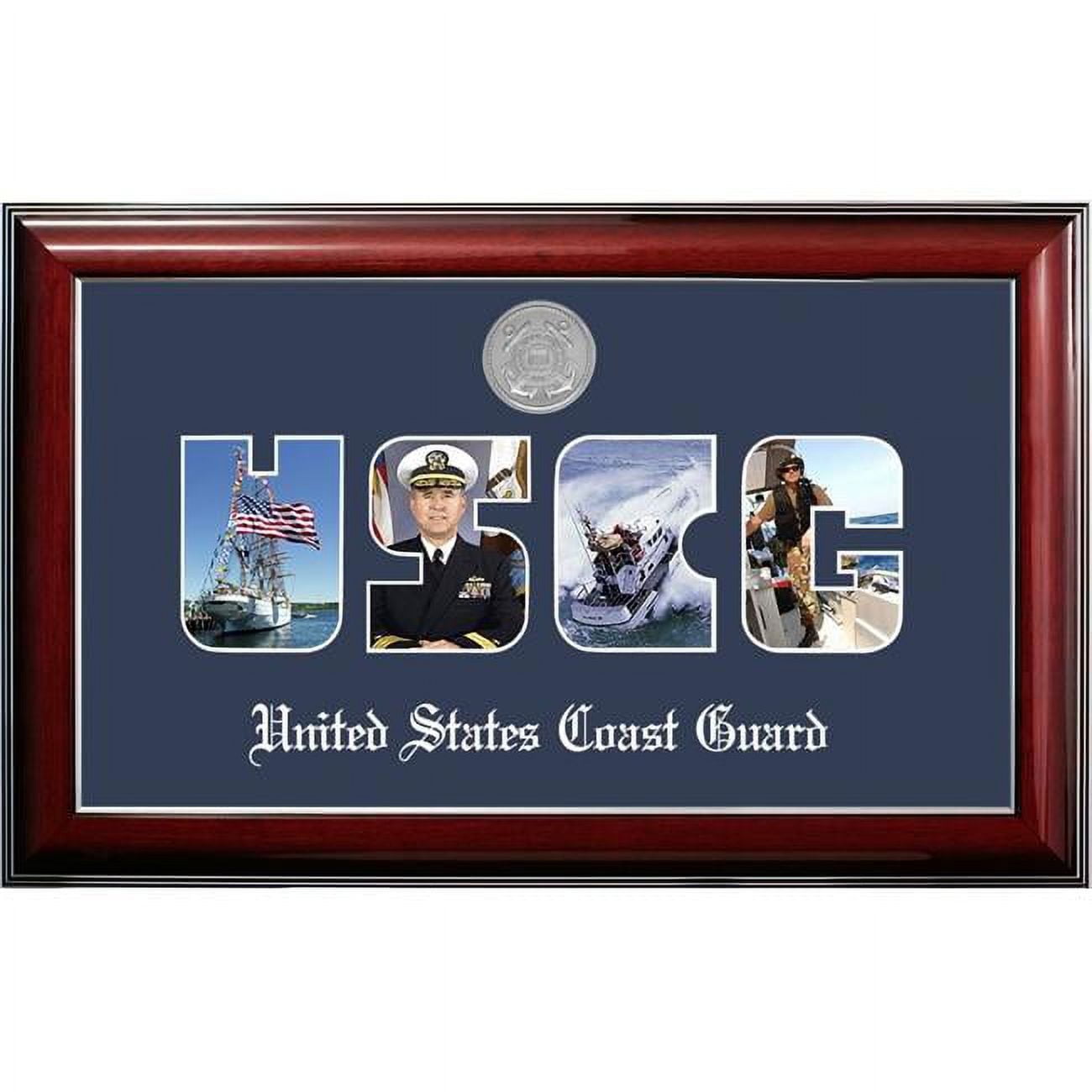 CGSSCL002S Patriot Frames Coast Guard Collage Photo Classic Mahogany Frame with Silver Medallion