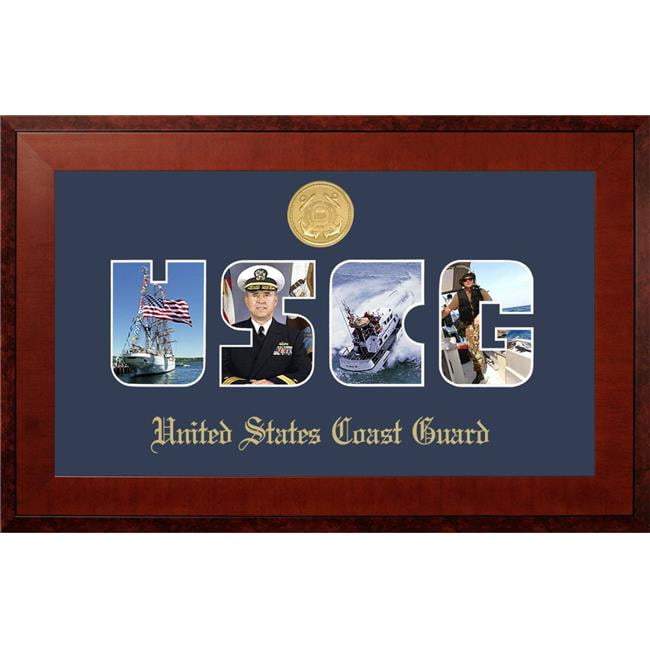 CGSSHO001S Patriot Frames Coast Guard Collage Photo Honors Mahogany Frame with Gold Medallion