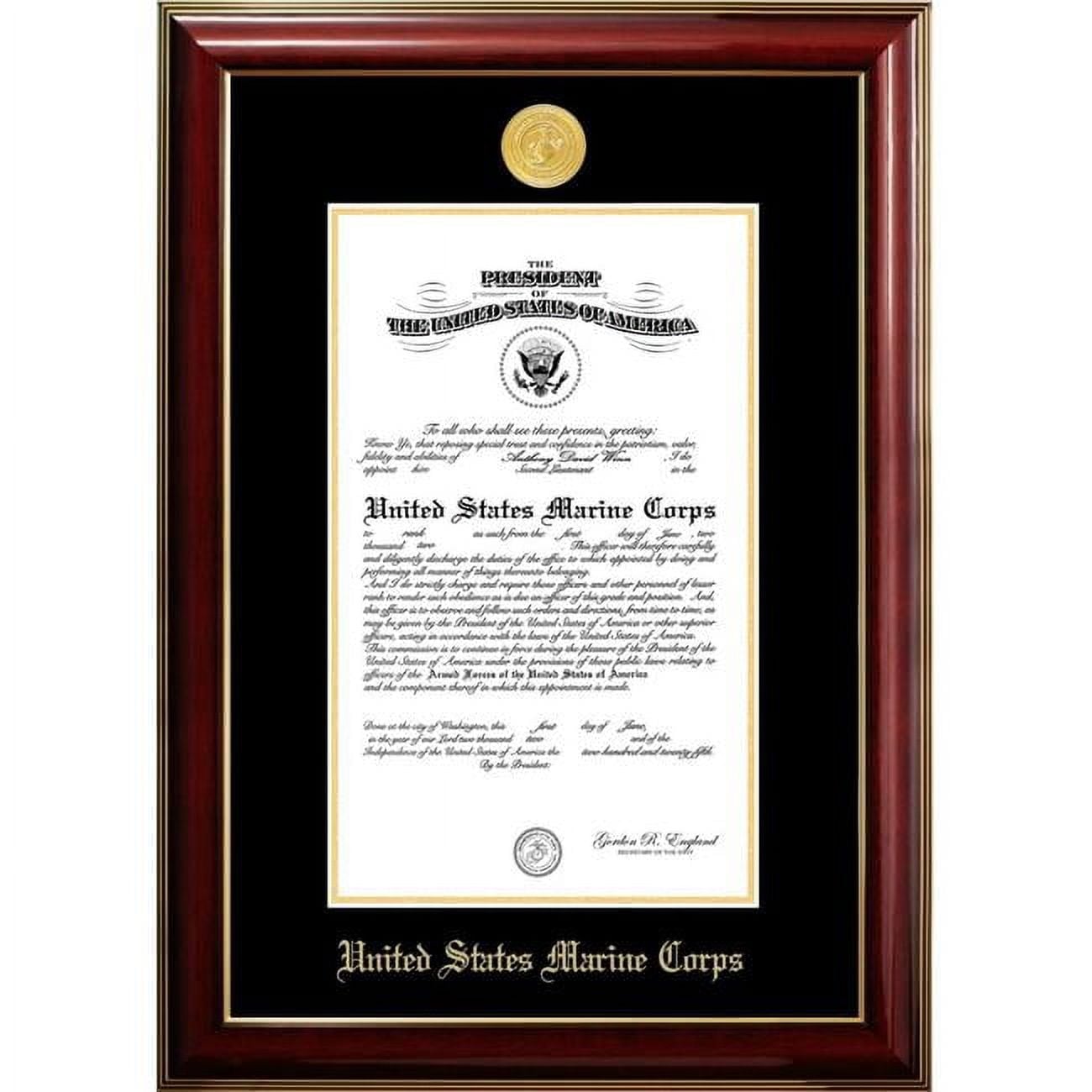 MACCL001 10 x 14 in. Patriot Frames Marine Certificate Classic Mahogany Frame with Gold Medallion