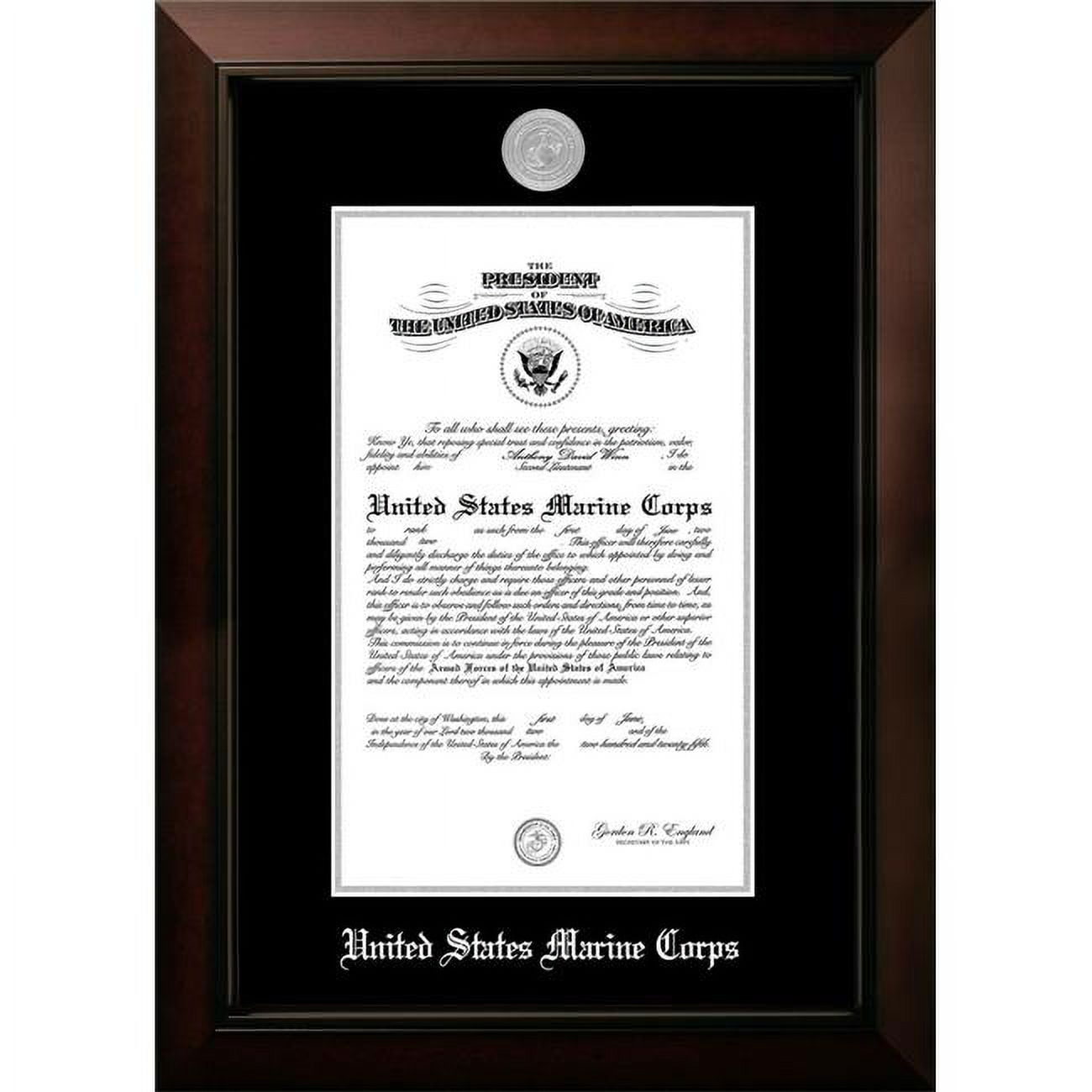 10 x 14 in. Patriot Frames Marine Certificate Legacy Black Cherry Frame with Silver Medallion